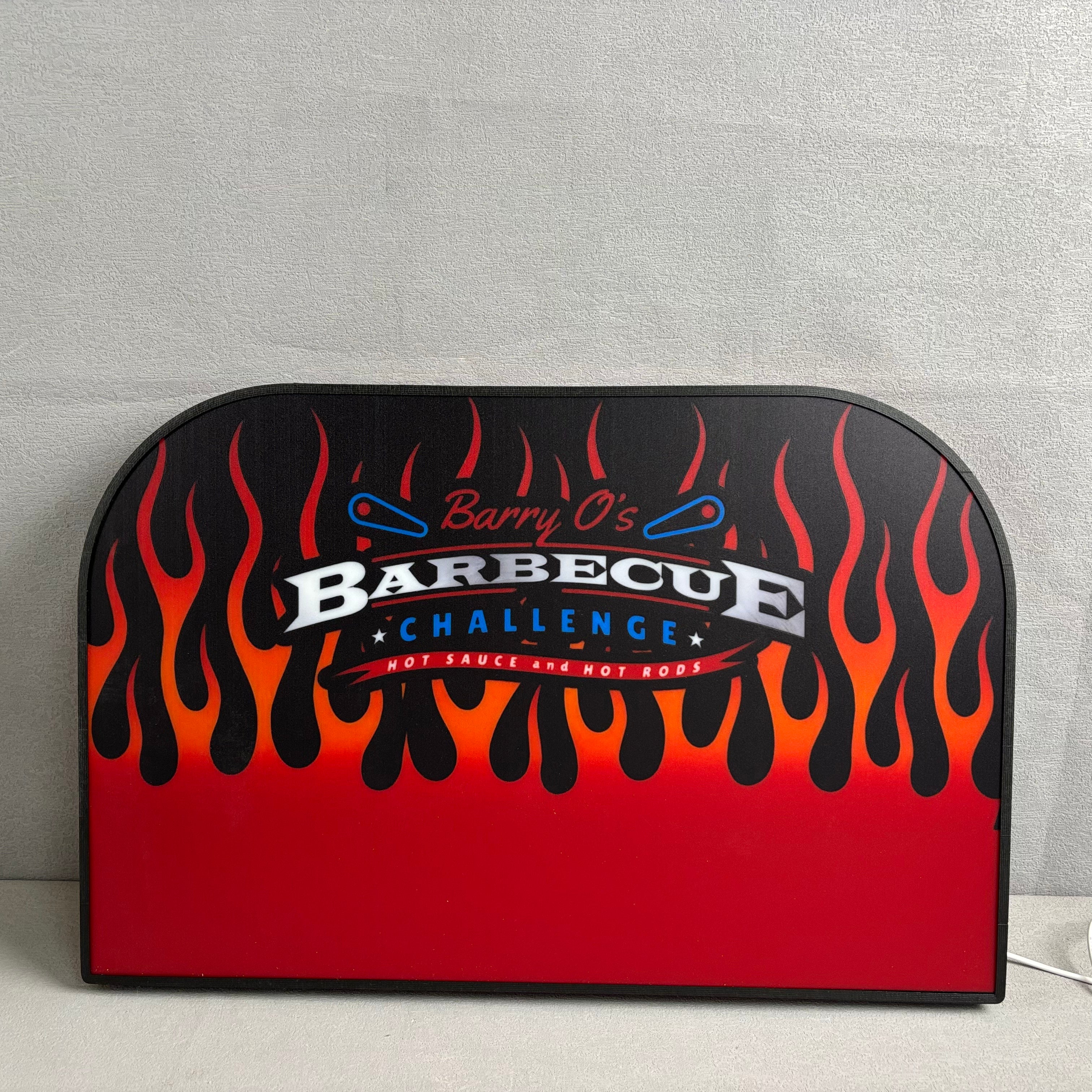 Barry O’s BBQ Challenge Pinball Logo Led lightbox for American Pinball Machine, 3D Printed Lightbox USB Powered & Full Dimmable