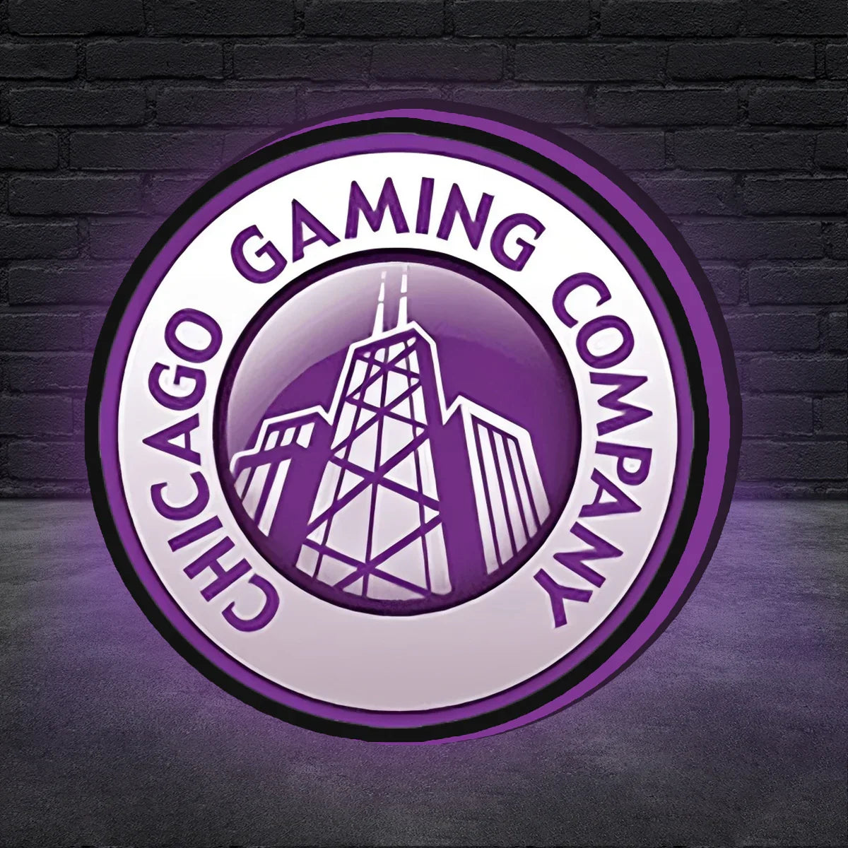 Chicago Gaming Company Pinball Logo 3D Printed LED Lightbox Game Lightbox Logo 3D LED Light Box Retro Mega Drive Logo LED Lightbox Arcade Games Lightbox