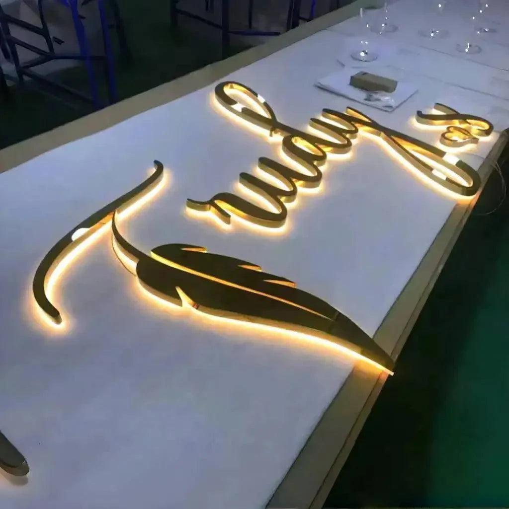 Custom LED Business Logo 3D Illuminated Letters LED Backlit Sign Busi ...