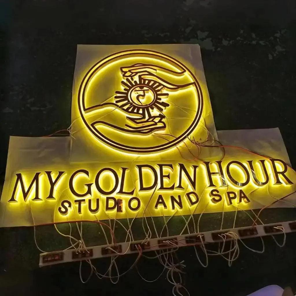 Custom LED Business Logo 3D Illuminated Letters LED Backlit Sign Busi ...