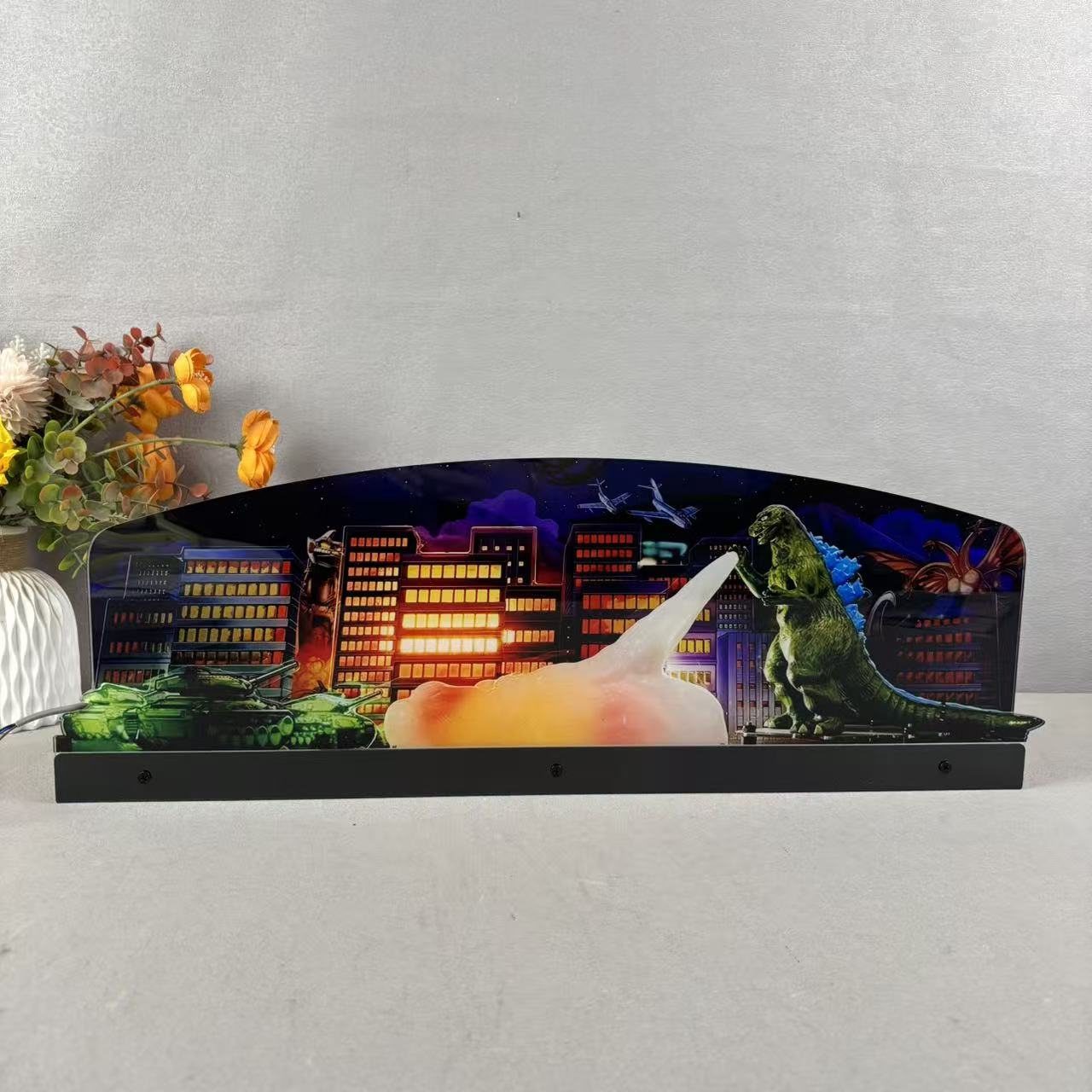 Godzilla Topper Pinball Acrylic LED Topper, for Stern Pinball Machine, Pinball Topper
