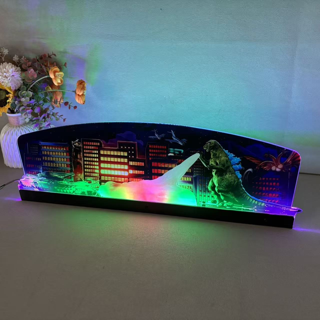Godzilla Topper Pinball Acrylic LED Topper, for Stern Pinball Machine, Pinball Topper