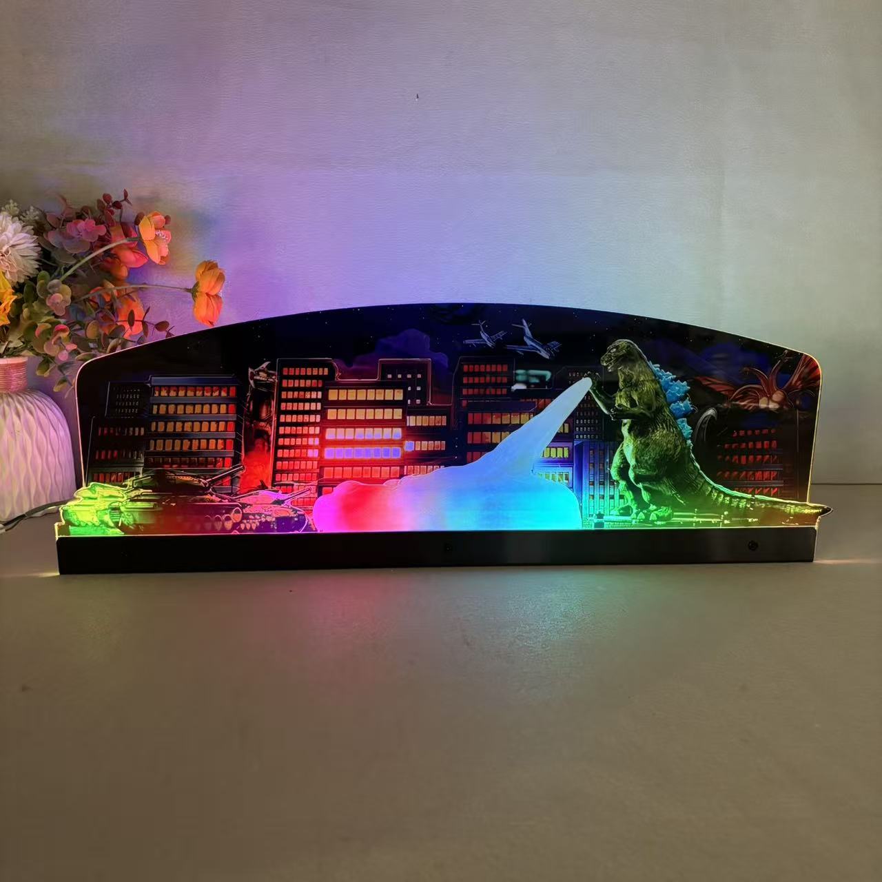 Godzilla Topper Pinball Acrylic LED Topper, for Stern Pinball Machine, Pinball Topper