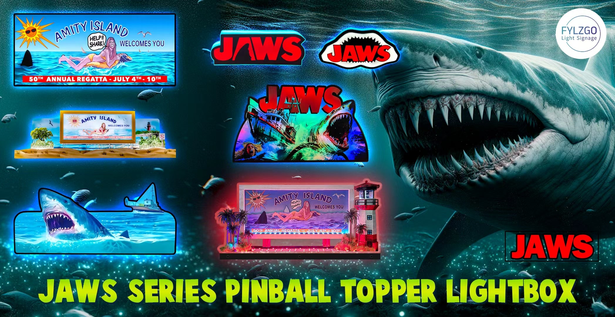 Jaws pinball topper