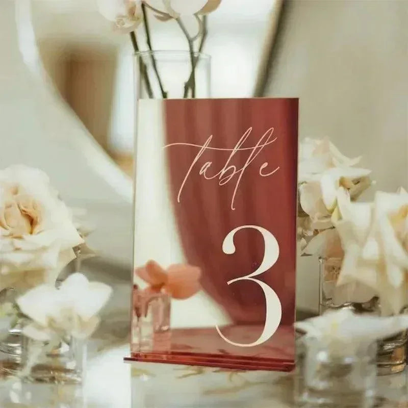Numéros de Table de mariage en argent miroir avec support, décor de Table de mariage en acrylique de luxe, signalisation de mariage, support de numéros de Table