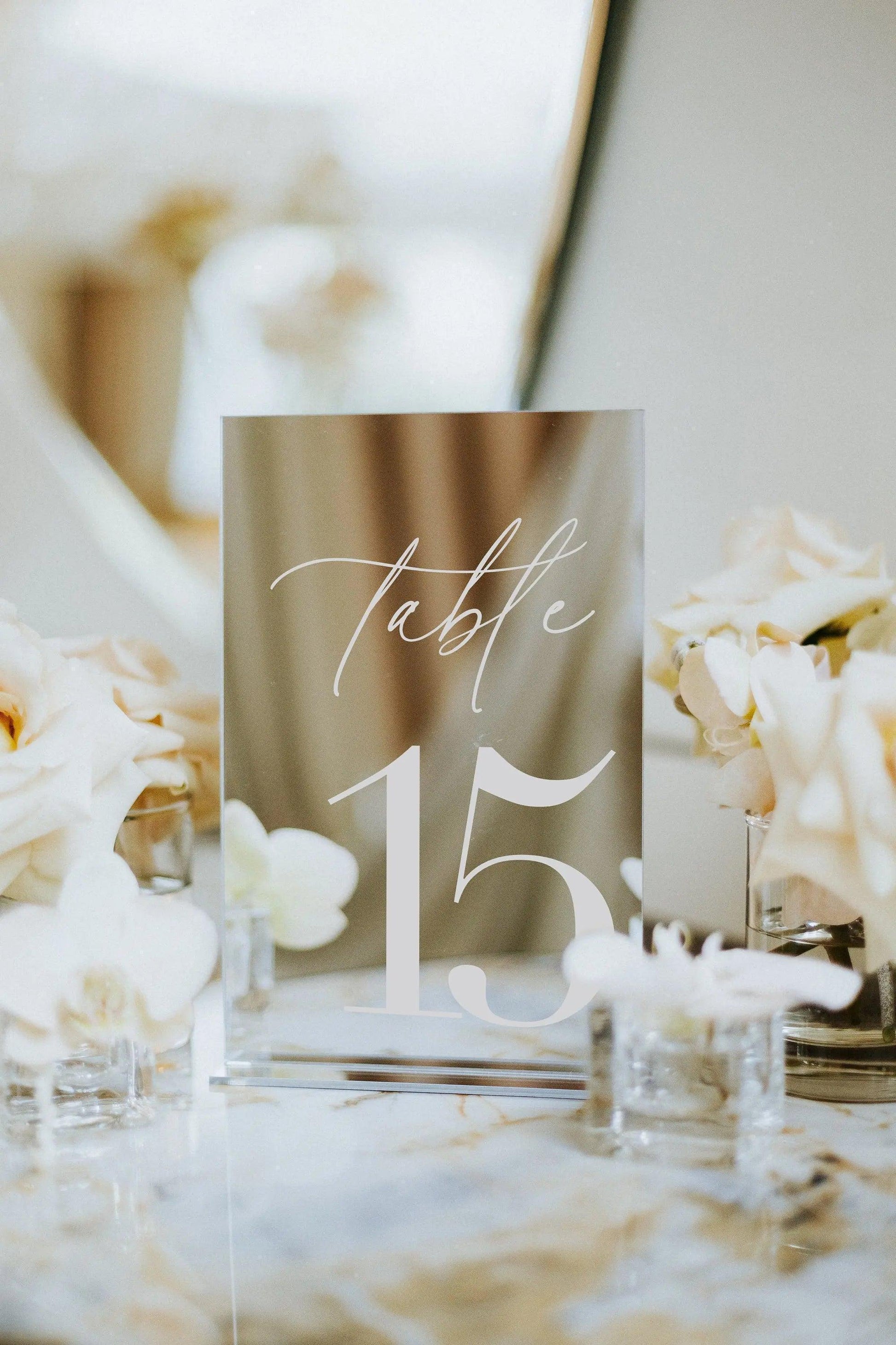 Numéros de Table de mariage en argent miroir avec support, décor de Table de mariage en acrylique de luxe, signalisation de mariage, support de numéros de Table