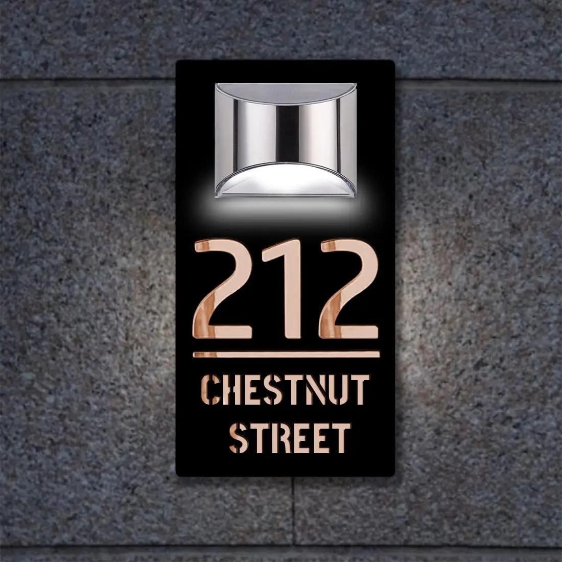 Custom Solar Sign Personalized Solar House Number Sign Outdoor Street Name LED Modern Ho ...