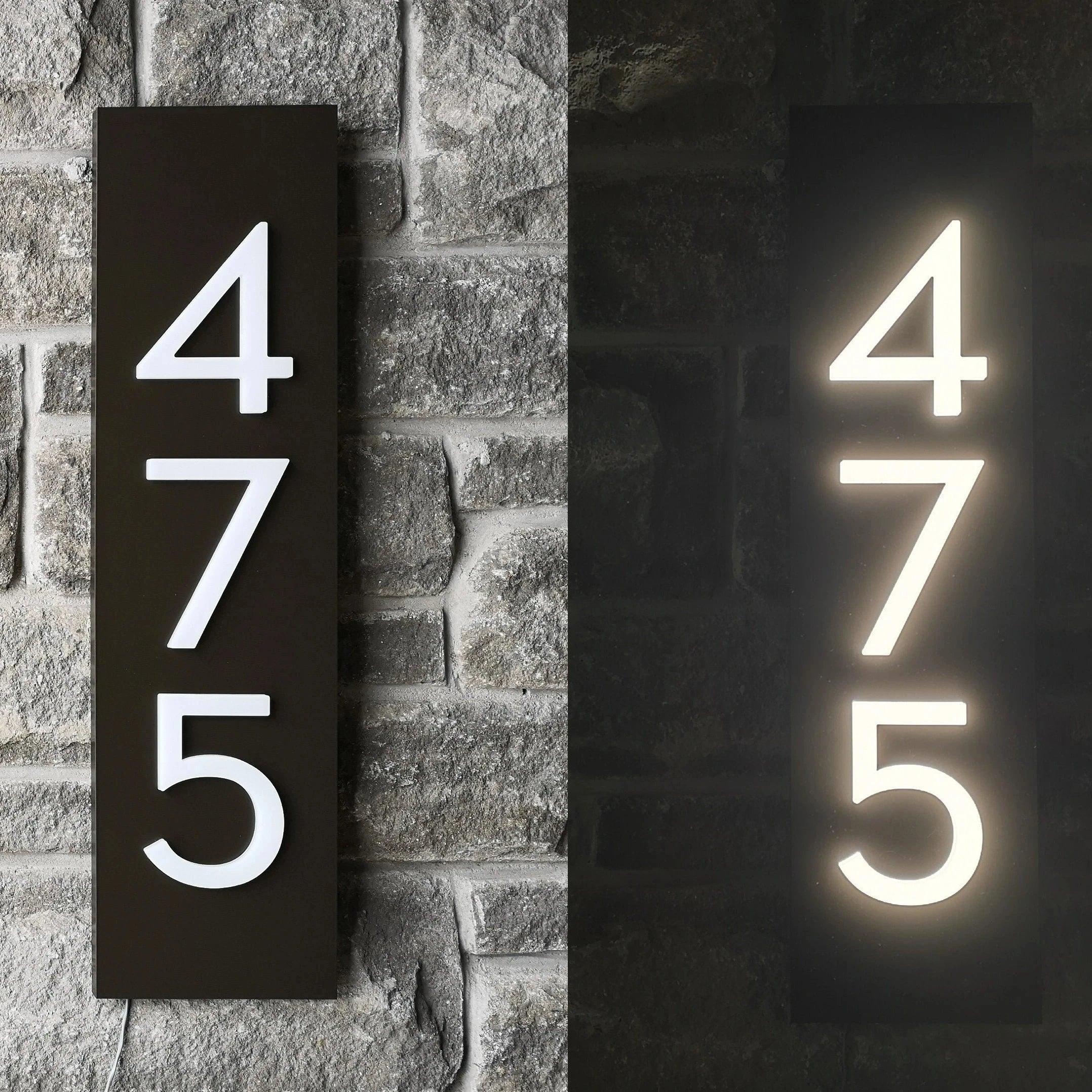 Personalized Custom Number lighted LED Black Matte Plate Acrylic 3D ...