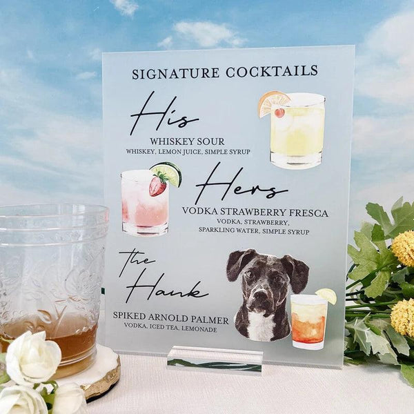 Signature Cocktails Acrylic Sign, Pet Signature Drink Bar Menu, Pet We ...