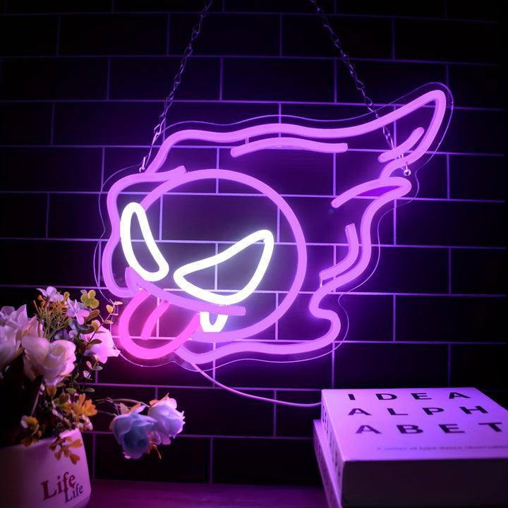 Skeleton Ghost Neon Sign Light 11.8"x11.8" LED Neon Light with On/Off Switch Gaming Neon Sign for Game Room Man Cave Birthday Halloween Decor Christmas Gift