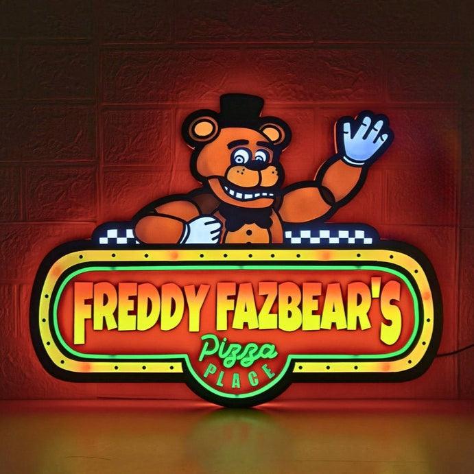 Pizzeria Freddy Fazbear pour la décoration de la salle de jeux, parfaite pour une chambre à thème FNAF et une décoration intérieure FNAF, alimentée par USB, LED entièrement dimmable 