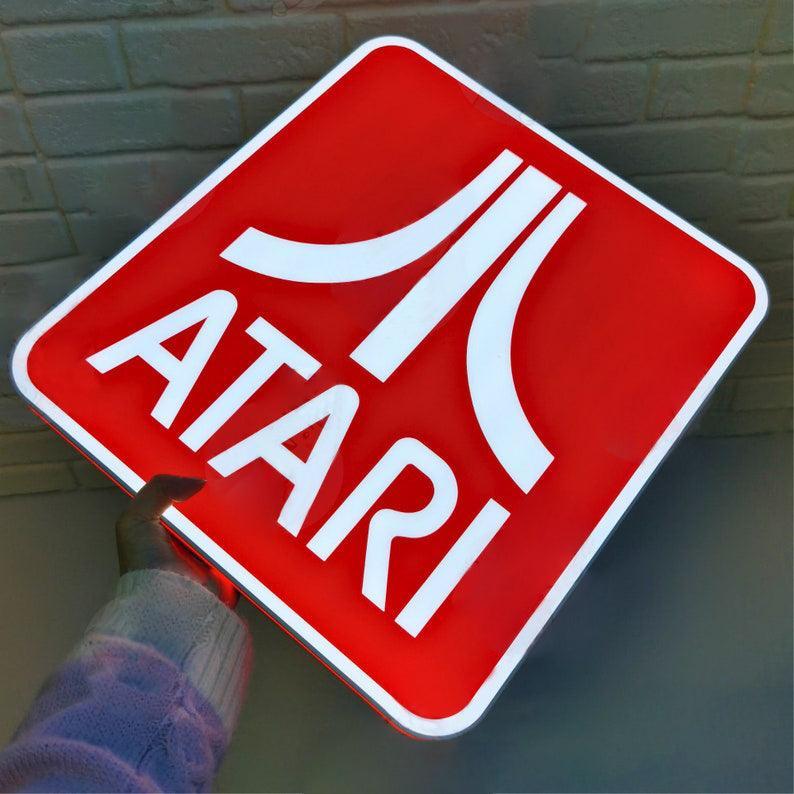 Atari Sign ATARI Sign for Gaming Room Decor, USB Powered Extra Long Cable, Full ...