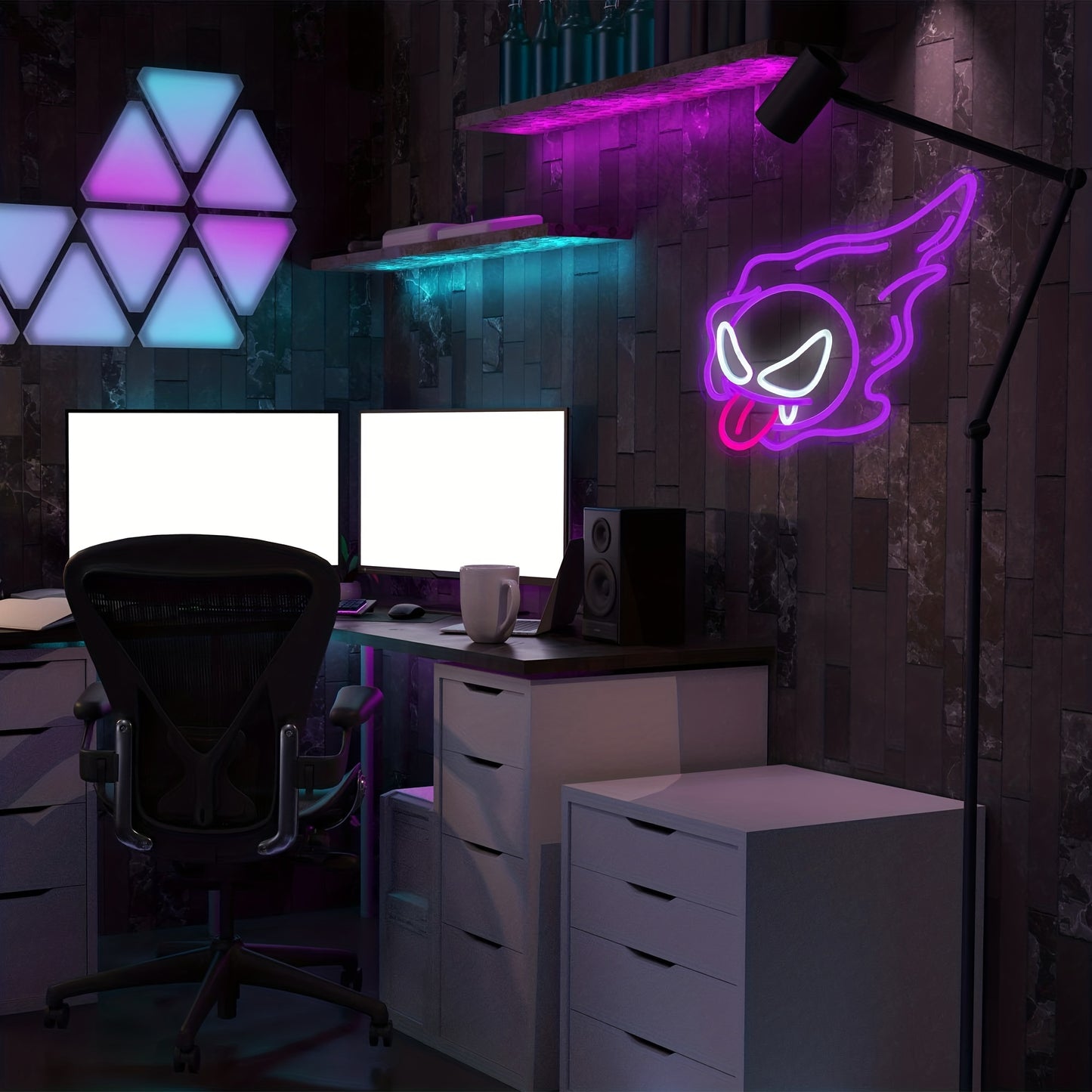 Skeleton Ghost Neon Sign Light 11.8"x11.8" LED Neon Light with On/Off Switch Gaming Neon Sign for Game Room Man Cave Birthday Halloween Decor Christmas Gift
