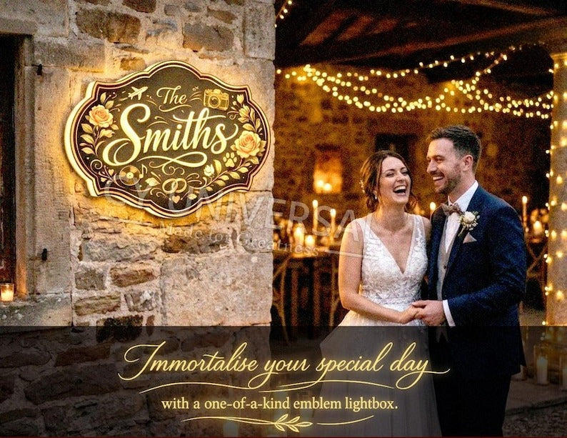 Custom Wedding Emblem | Printable Welcome Sign Design | 3D Printed Lightbox-Ready Artwork