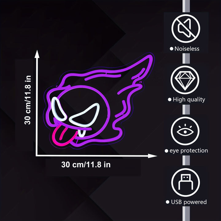 Skeleton Ghost Neon Sign Light 11.8"x11.8" LED Neon Light with On/Off Switch Gaming Neon Sign for Game Room Man Cave Birthday Halloween Decor Christmas Gift