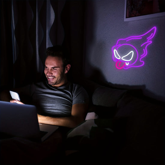 Skeleton Ghost Neon Sign Light 11.8"x11.8" LED Neon Light with On/Off Switch Gaming Neon Sign for Game Room Man Cave Birthday Halloween Decor Christmas Gift