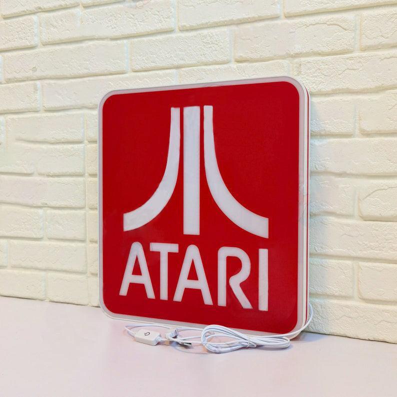 Atari Sign ATARI Sign for Gaming Room Decor, USB Powered Extra Long Cable, Full ...