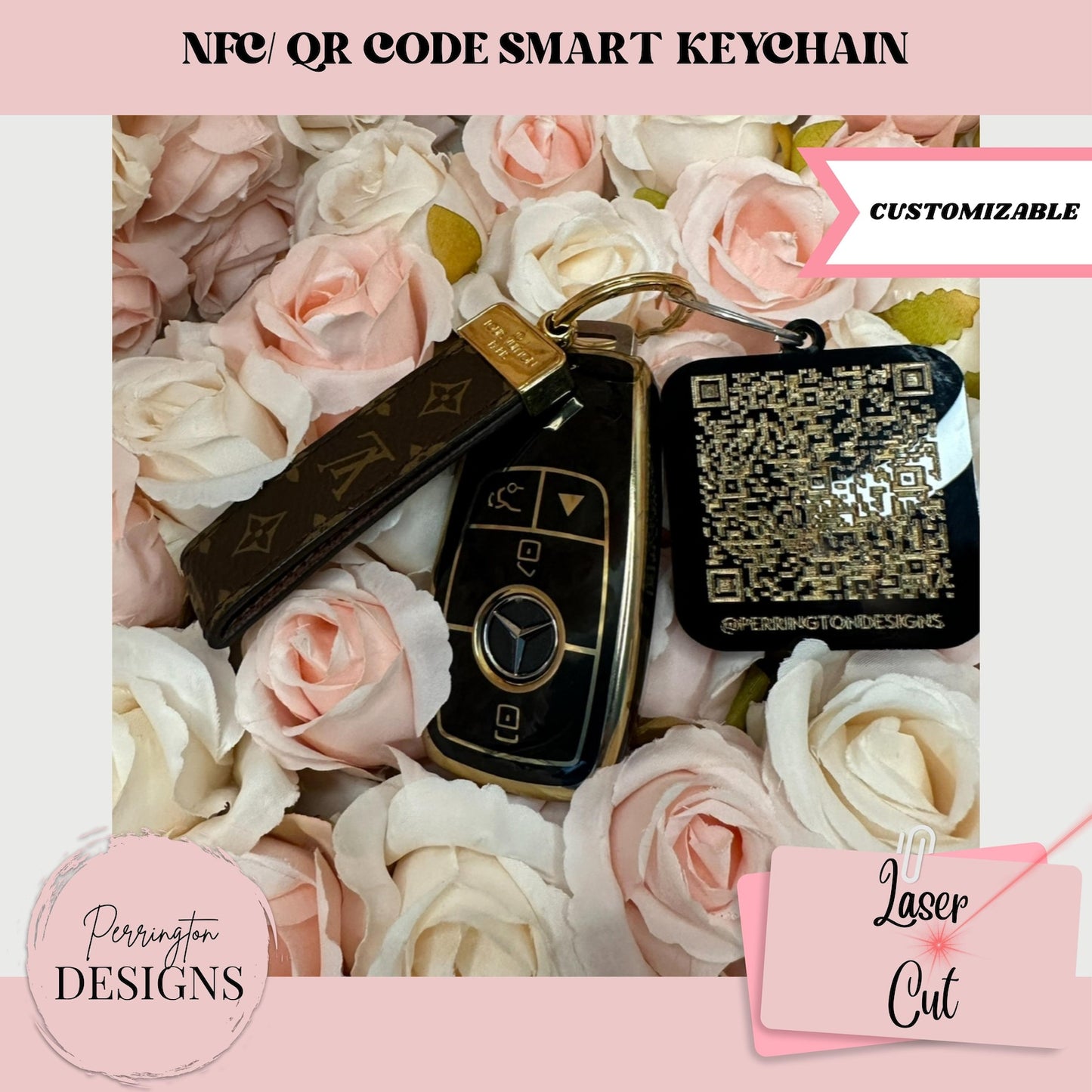 BUSINESS DECORacrylic signboardCustom Smart NFC Tap Keychain Social Media and Payment QR Code