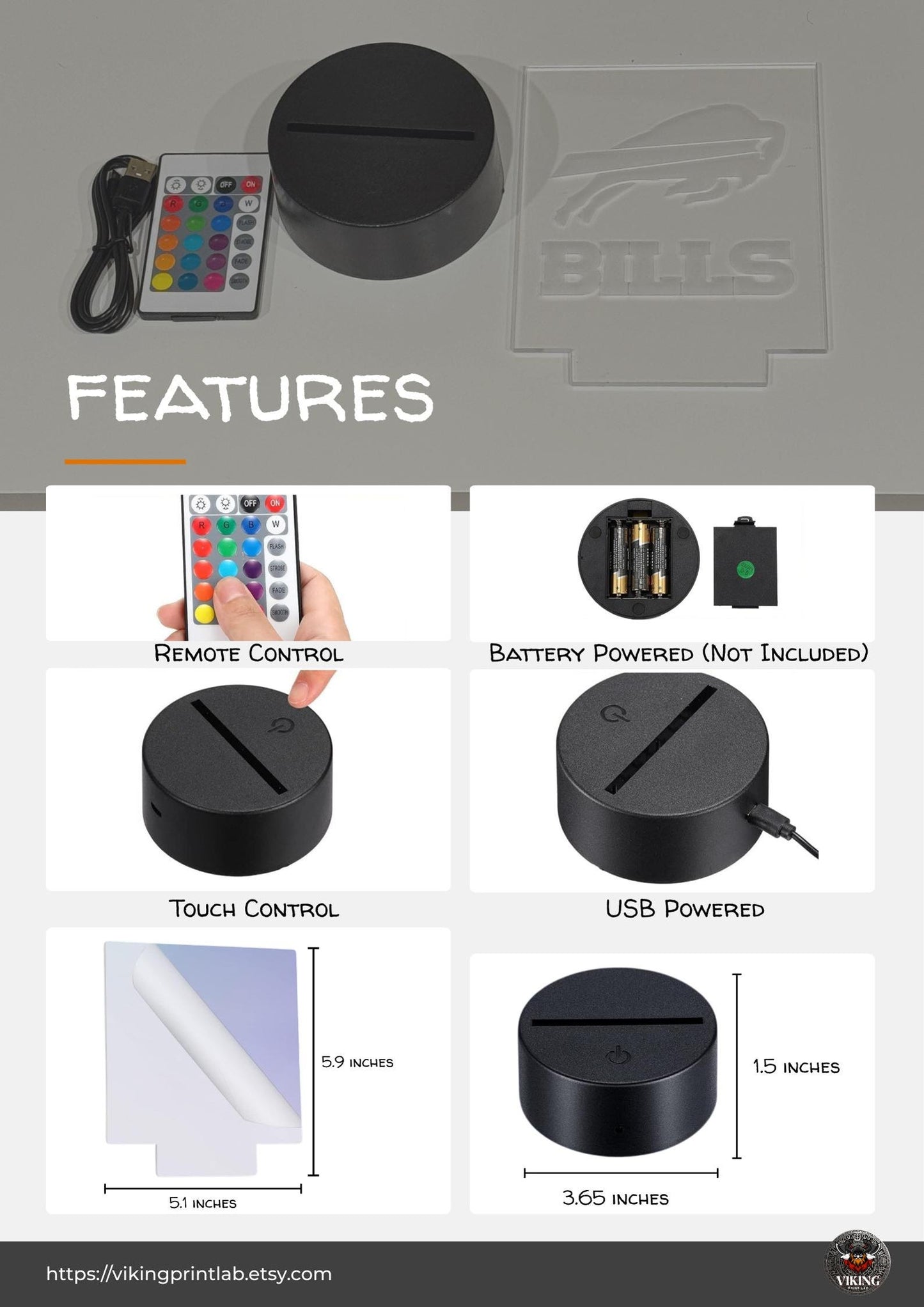 Custom Laser Engraved LED Gaming Light, Color Changing Desk Lamp, Personalized Logo Decor