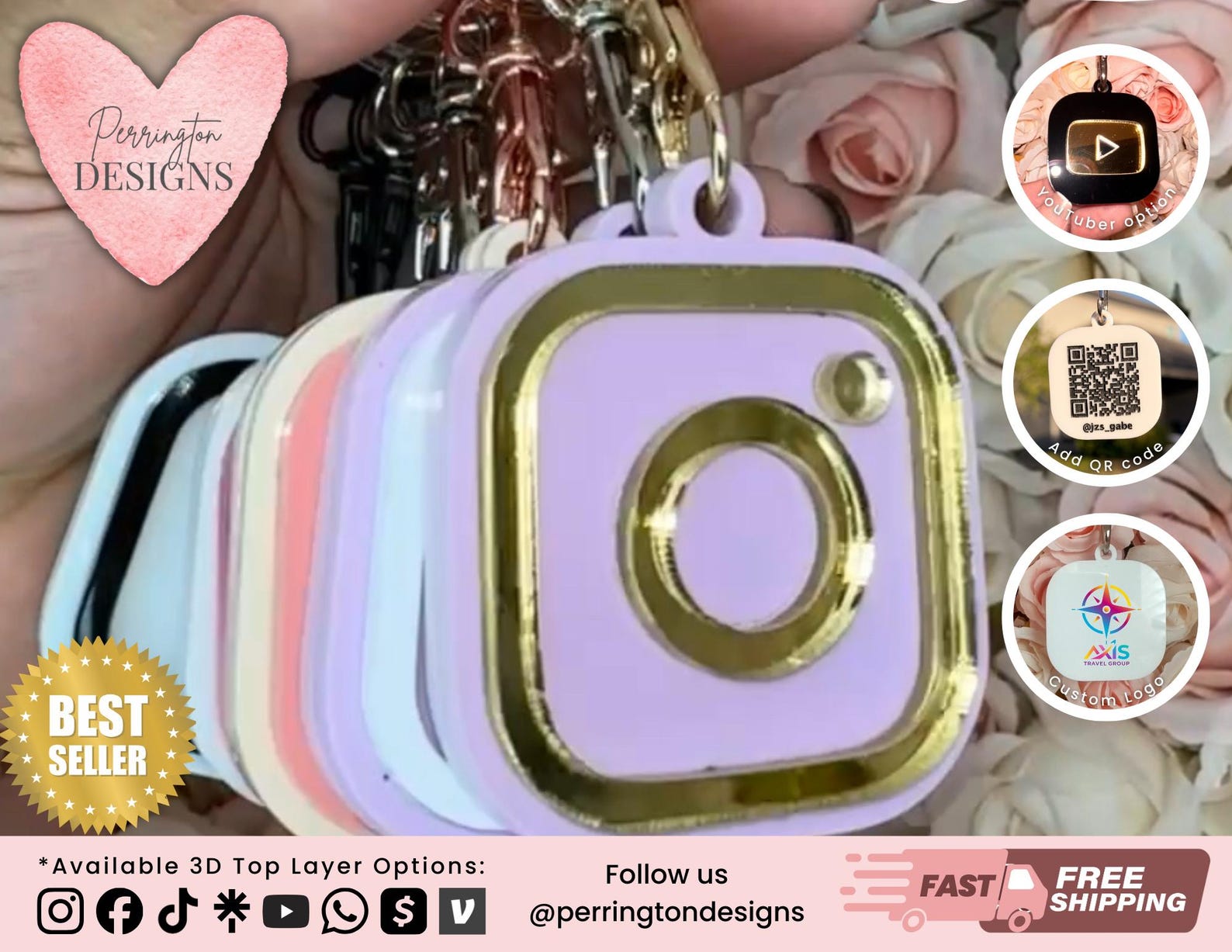 BUSINESS DECORacrylic signboardCustom Smart NFC Tap Keychain Social Media and Payment QR Code