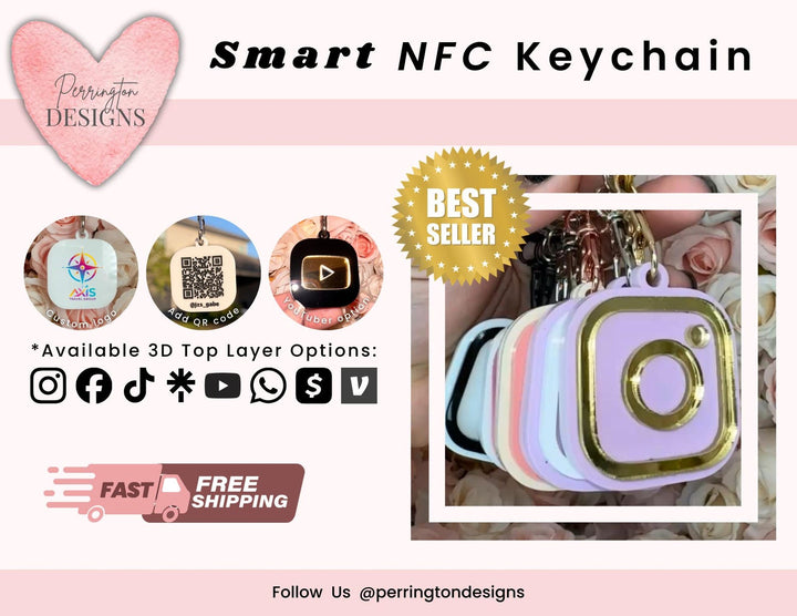 BUSINESS DECORacrylic signboardCustom Smart NFC Tap Keychain Social Media and Payment QR Code