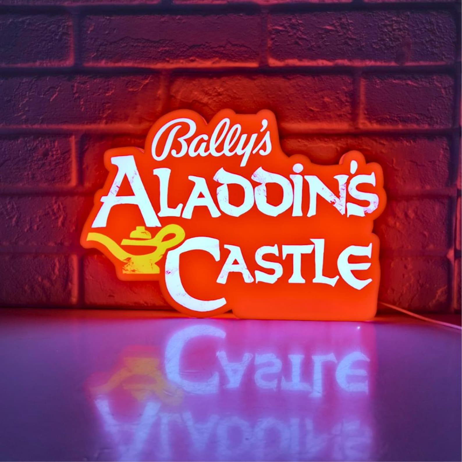 Bally's Aladdin's Castle LED Light Box Sign | Retro Arcade Game Room Decor | 3 Sizes