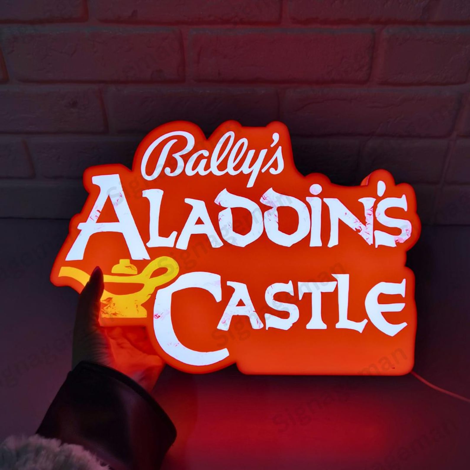 Bally's Aladdin's Castle LED Light Box Sign | Retro Arcade Game Room Decor | 3 Sizes
