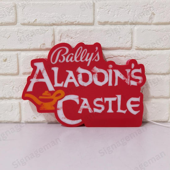 Bally's Aladdin's Castle LED Light Box Sign | Retro Arcade Game Room Decor | 3 Sizes