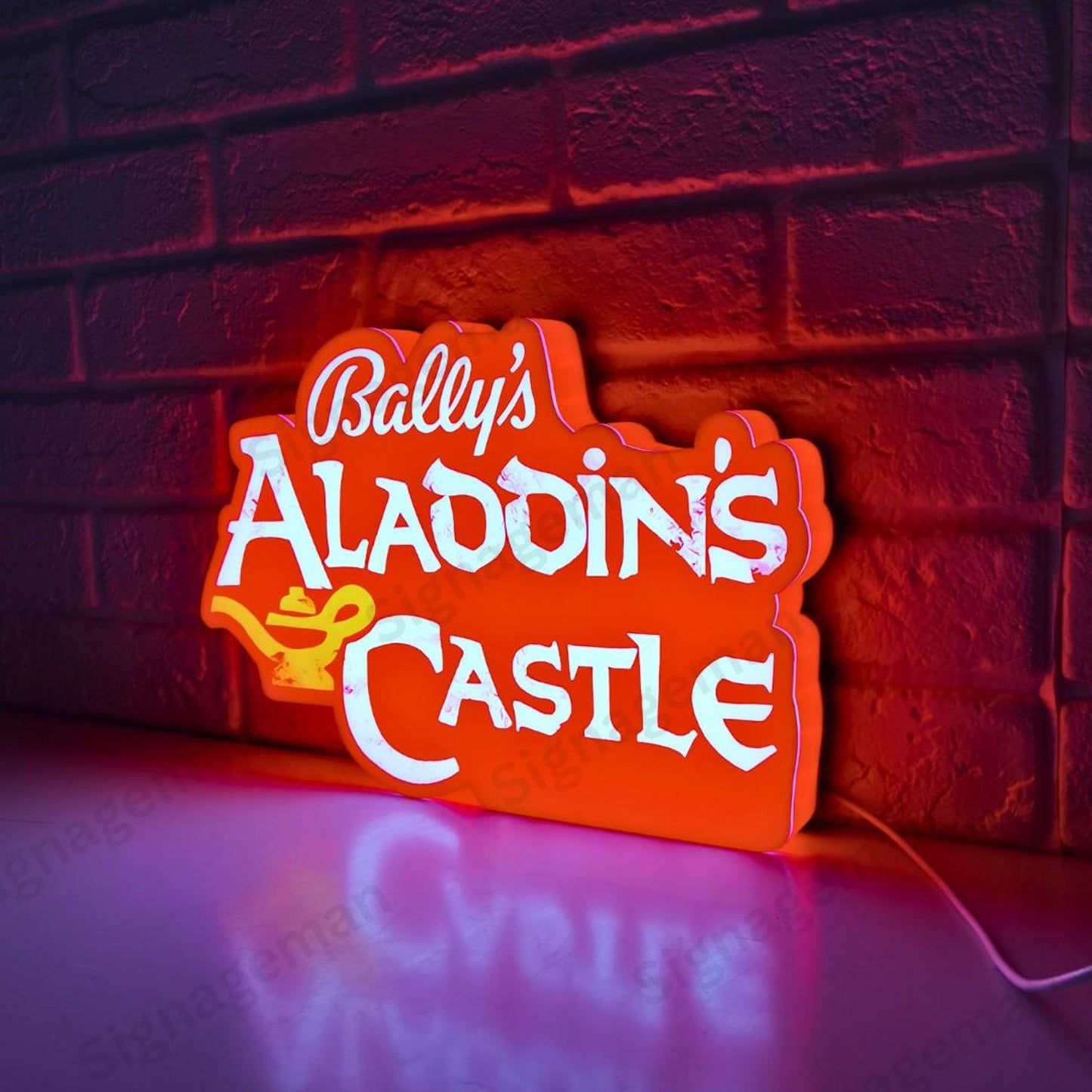 Bally's Aladdin's Castle LED Light Box Sign | Retro Arcade Game Room Decor | 3 Sizes
