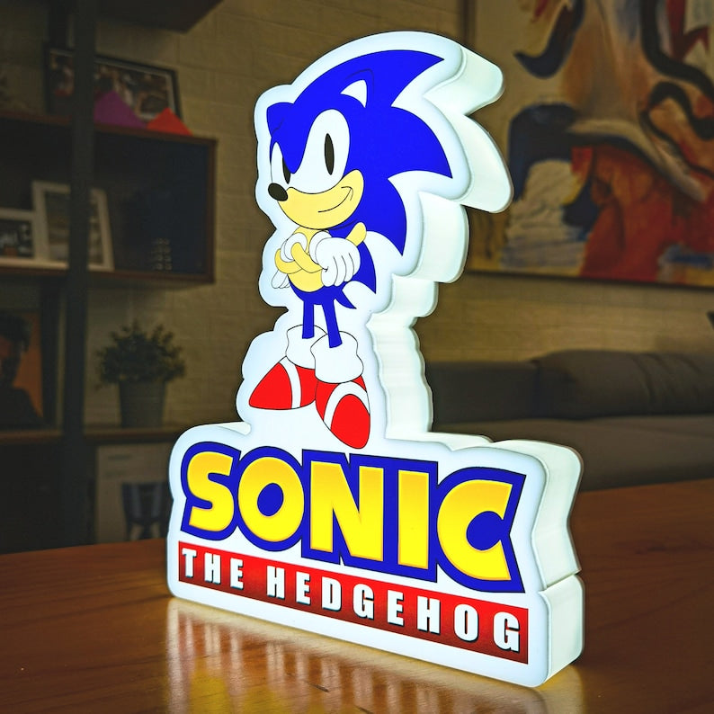 Sonic The Hedgehog Lightbox, Hedgehog Gifts, 3D Printed and Powered By USB with Dimming Function, Great For SEGA Fans