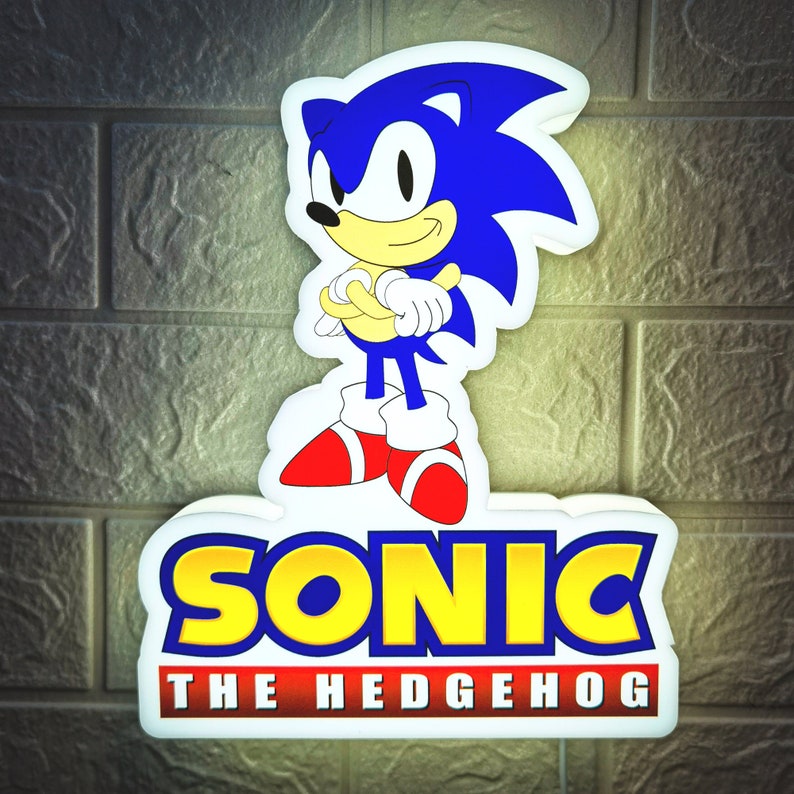Sonic The Hedgehog Lightbox, Hedgehog Gifts, 3D Printed and Powered By USB with Dimming Function, Great For SEGA Fans