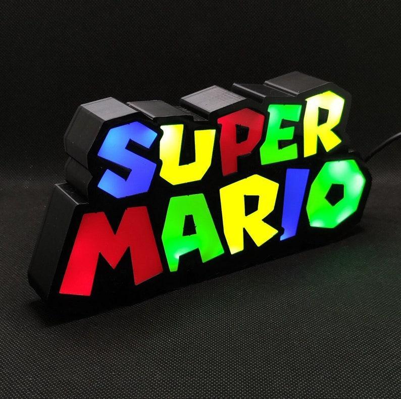 Mario Signage Super Mario Brothers inspired Logo - LED Lightbox Sign/Lamp – FYLZGO Signs