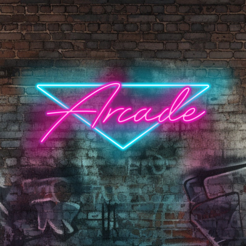 Retro Arcade Neon Sign - Your Arcade / Man-cave LED Sign / Vice Colors Sign