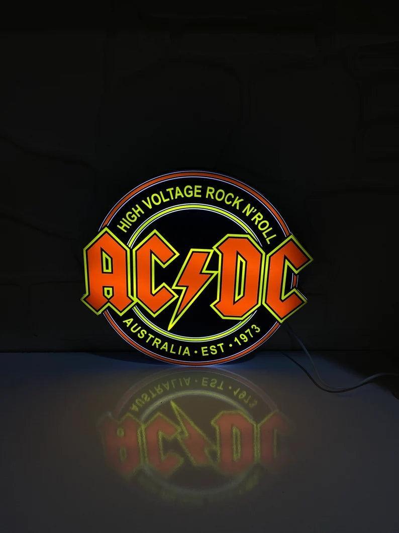 AC/DC High Voltage Rock N' Roll 3D Printed LED Lightbox Game Lightbox ...