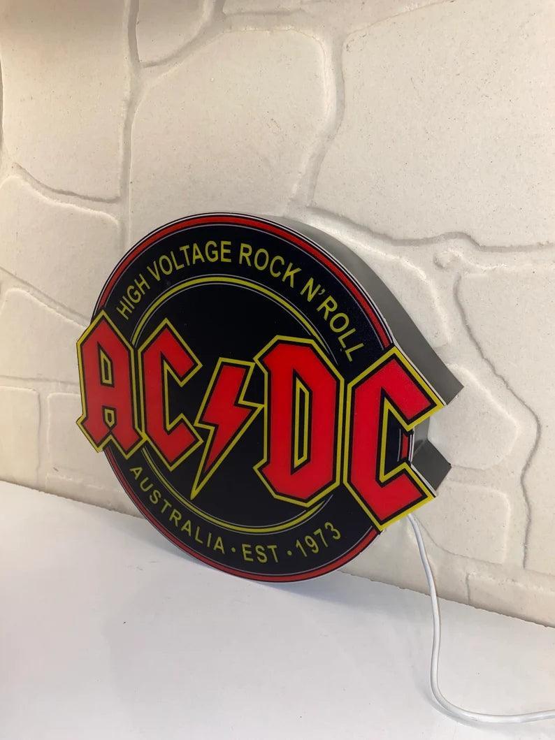 AC/DC High Voltage Rock N' Roll 3D Printed LED Lightbox Game Lightbox ...