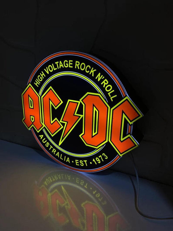 AC/DC High Voltage Rock N' Roll 3D Printed LED Lightbox Game Lightbox ...