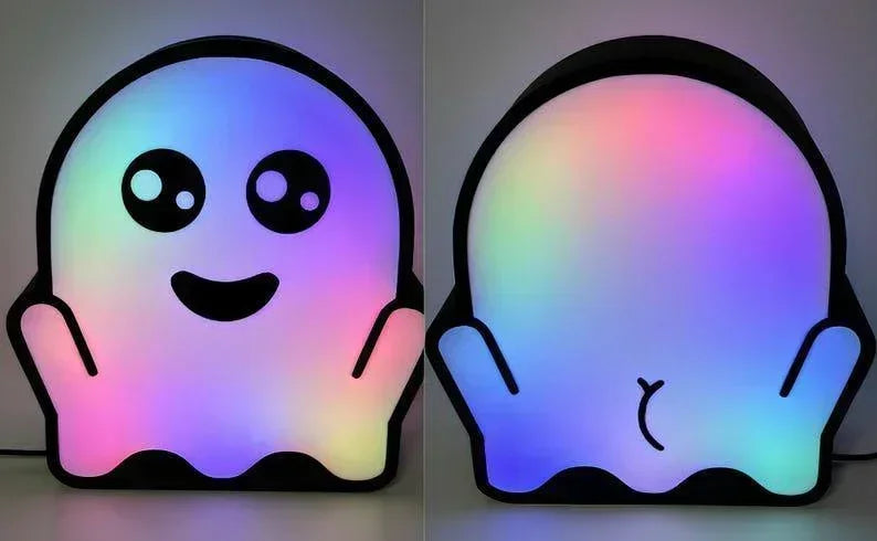 Halloween Ghost Light Decoration | Double Sided 3D Printed Ghost LED Light | Halloween Decor | Funny Halloween Decoration