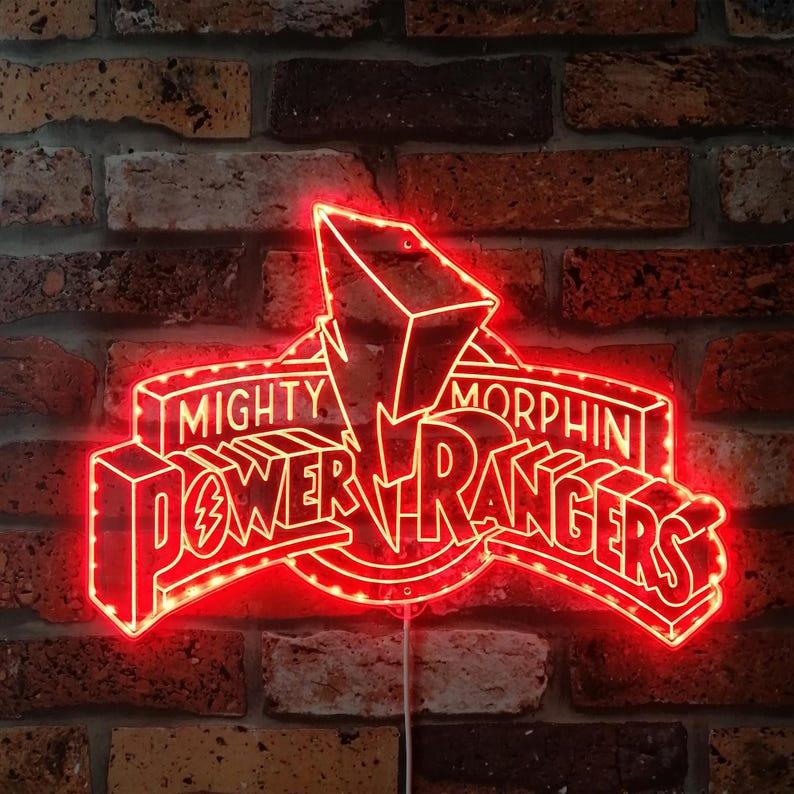 Power Ranger Word Light Power Rangers Chroma Shape Light Sign, Man Cave Night Light, Neon Col ...