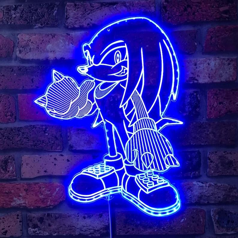 Individuell gestaltetes Knuckles Chroma Shape Leuchtschild, Igel-Nachtlicht, Neon-Wandplakette mit 16 Millionen Farben und Farbverlauf 