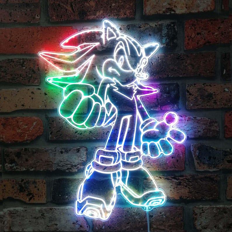 Shadow the Hedgehog Light Sign, Kids Night Light, Neon Colors Transition Wall Plaque