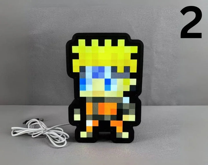 8 Inch Pixelated Anime Characters, Anime Characters Pixel Art, Anime Art, Anime Desk Lamps, Anime Light Box, Anime Inspired Lightbox Gift