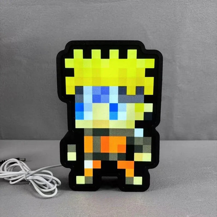 8 Inch Pixelated Anime Characters, Anime Characters Pixel Art, Anime Art, Anime Desk Lamps, Anime Light Box, Anime Inspired Lightbox Gift