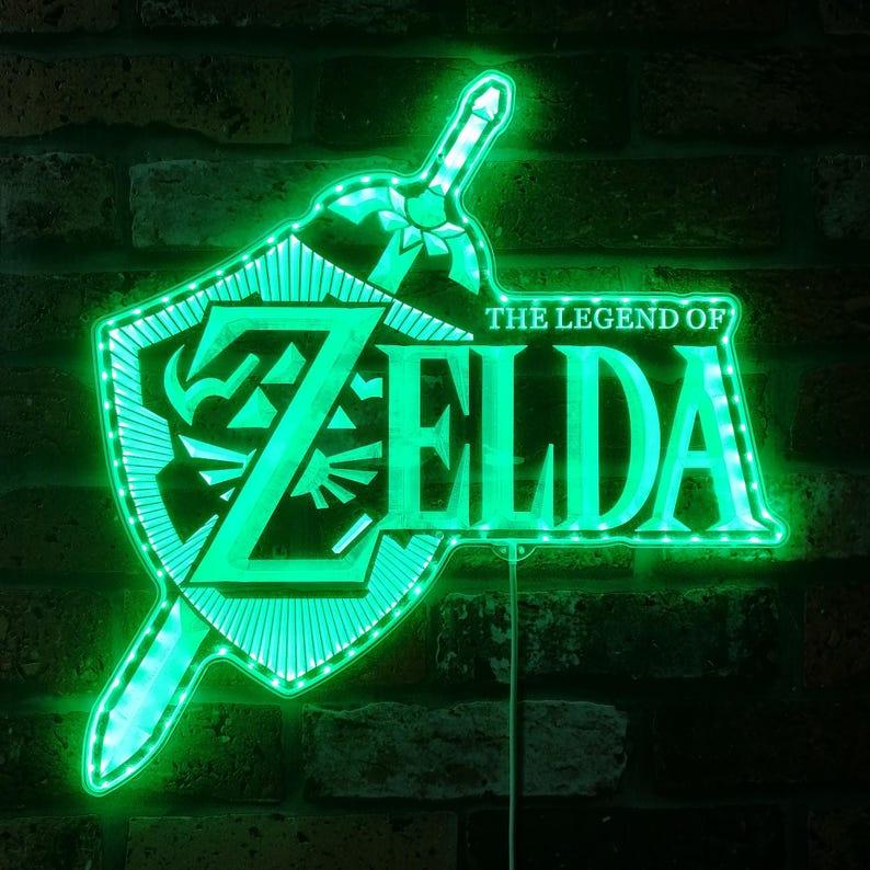 Enseigne lumineuse LED 3D style Legend of Zelda, cadeau de Noël, décoration de salle de jeux