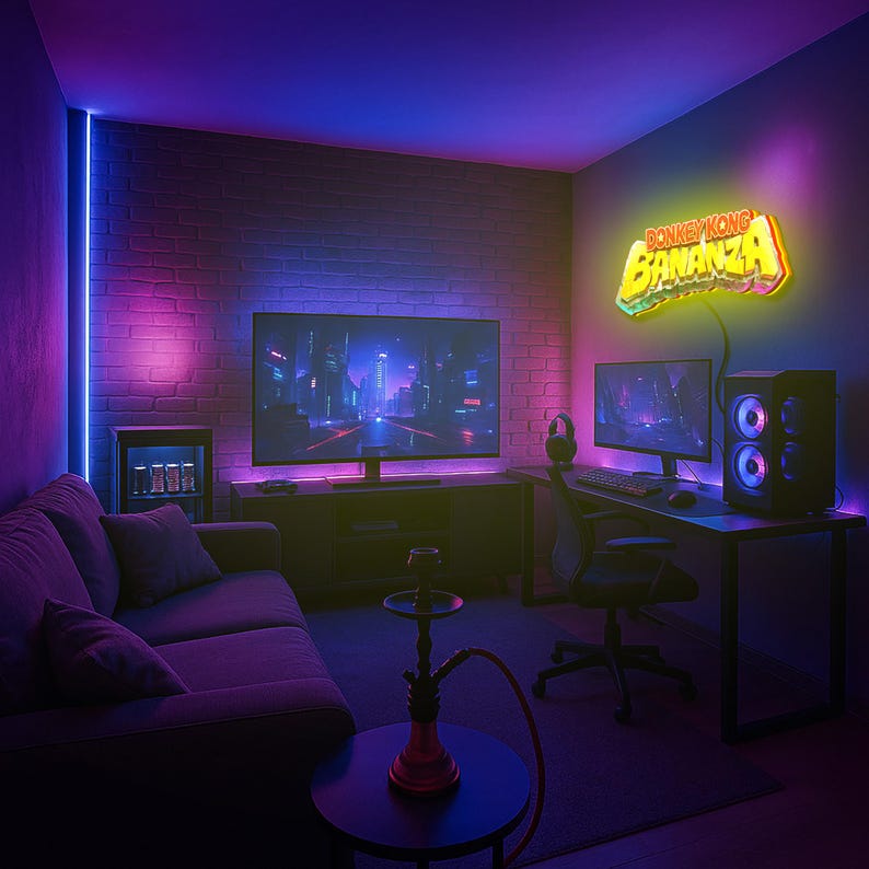 Donkey Kong Banana Bonanza – 3D LED Lightbox – Go Bananas with Retro Power