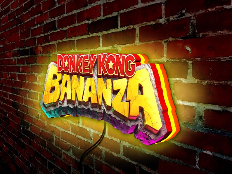 Donkey Kong Banana Bonanza – 3D LED Lightbox – Go Bananas with Retro Power