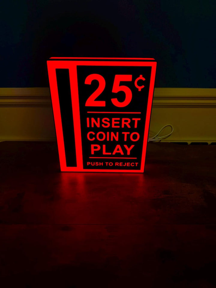 Insert Coin Arcade and Pinball LED Sign: 3D Printed Mancave Decor
