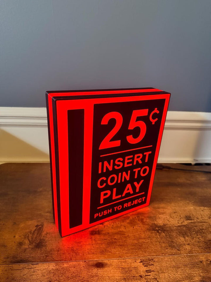 Insert Coin Arcade and Pinball LED Sign: 3D Printed Mancave Decor