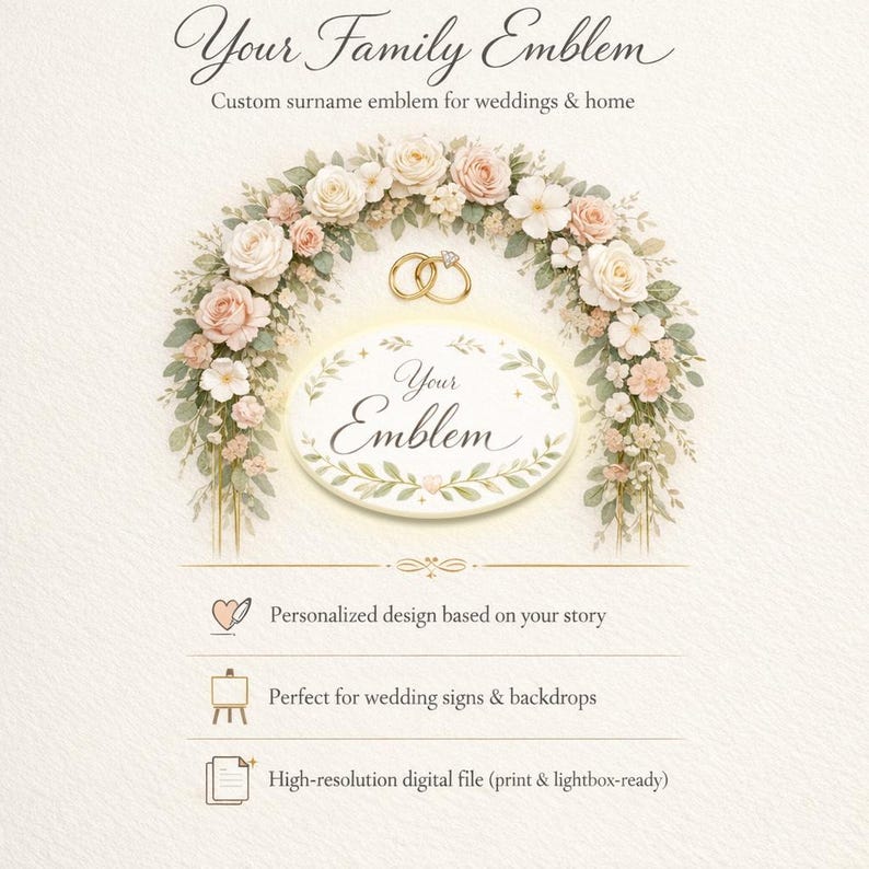 Custom Wedding Emblem | Printable Welcome Sign Design | 3D Printed Lightbox-Ready Artwork