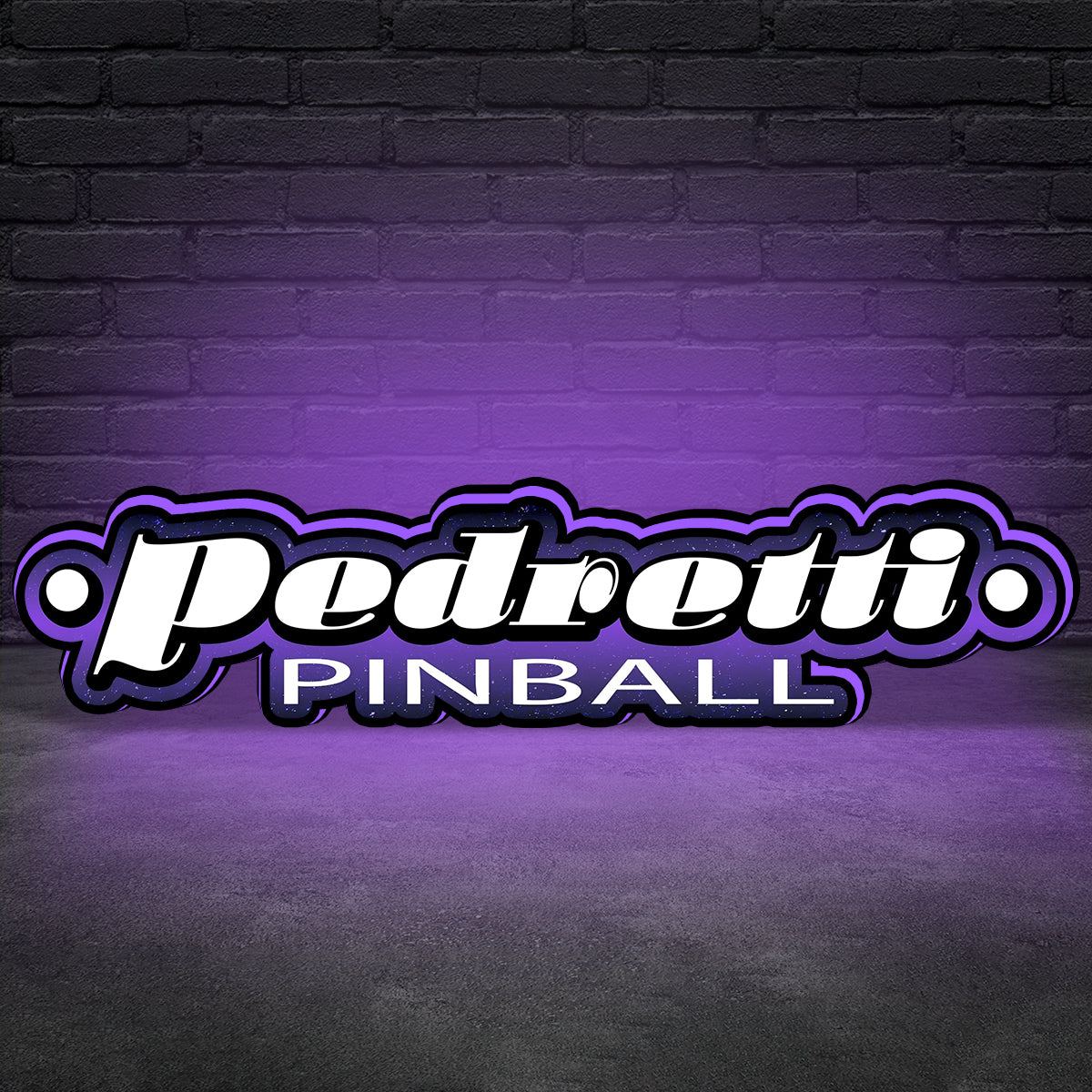 Pedretti Logo LED-Leuchtkasten für Flipperautomaten, 3D-gedruckter Leuchtkasten, USB-betrieben und stufenlos dimmbar