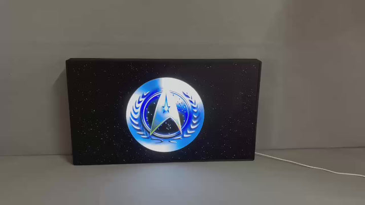 Star Trek Logo Custom Pinball Topper 3D Printed Lightbox Powered by USB Band Dimm Wall Art Decor Man's Cave
